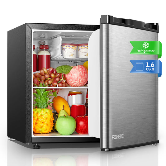 1.6 Cu. ft Mini Fridge with Freezer, Small Refrigerator for Office, Room, Stainless Steel