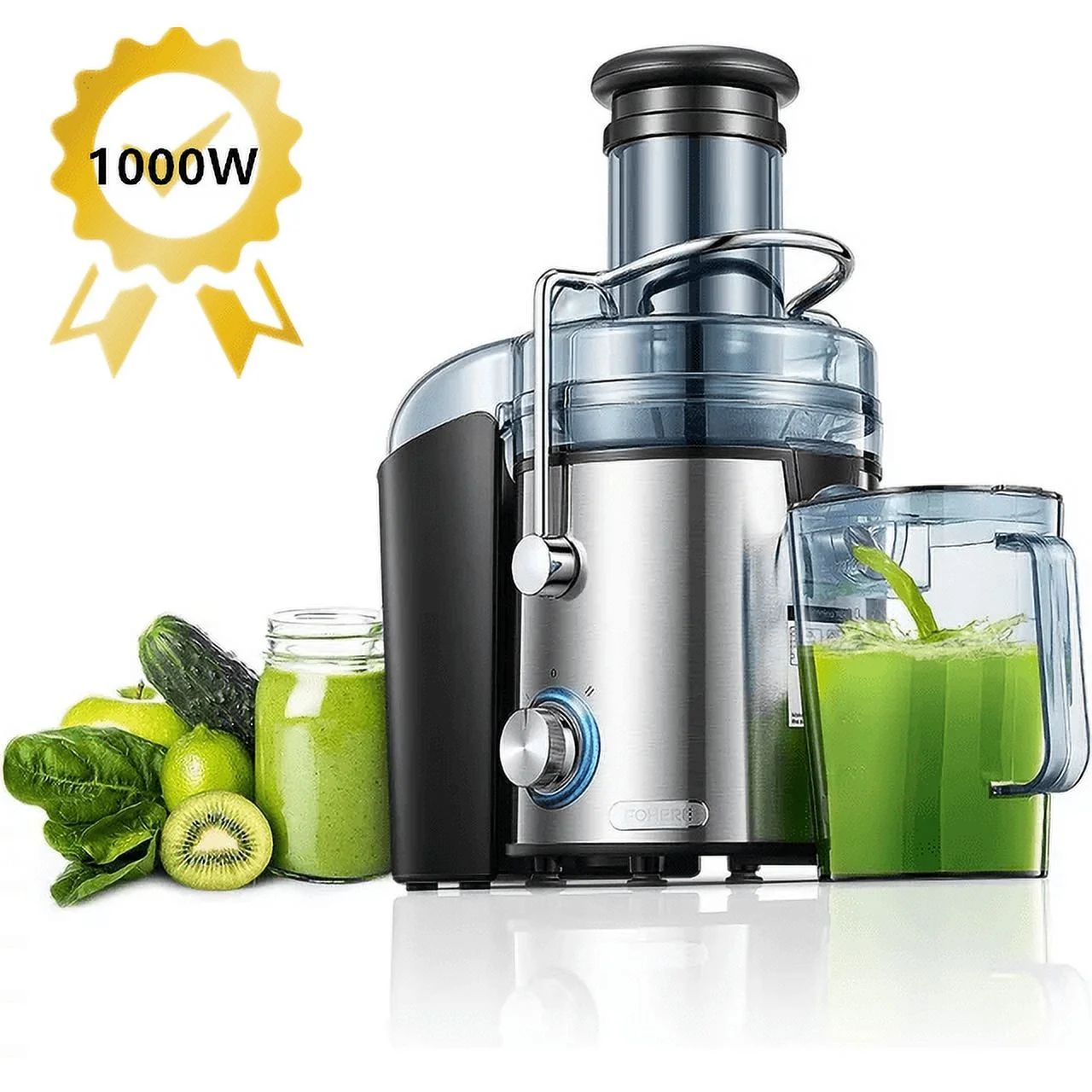 FOHERE Juicer, 1000W Juice Extractor Fruit Vegetable, Stainless Steel