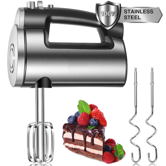 Hand Mixer Electric 6 Speed 300w Turbo Kitchen Handheld Mixer Self-Control Speed Stainless Steel for Easy Whipping Dough, Cream, Cake