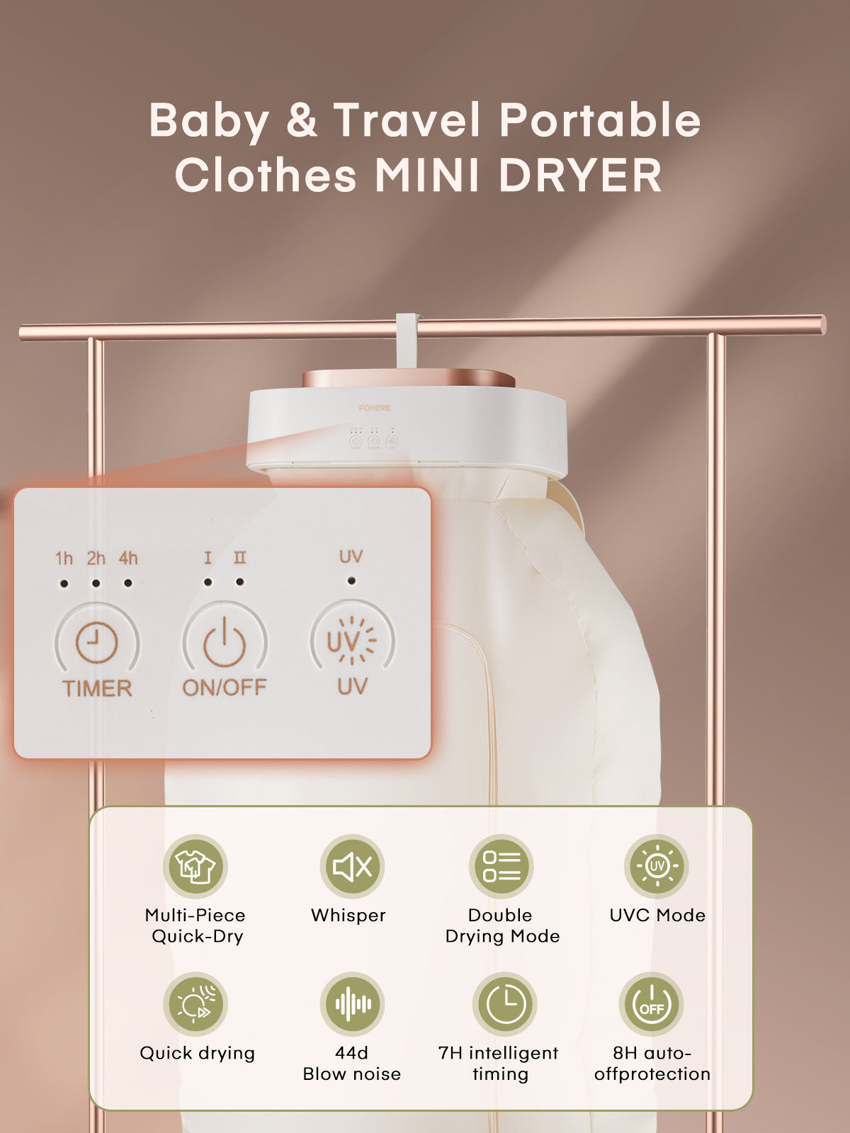 Portable Clothes Dryer, 600W Mini Foldable Laundry Dryers with Timer, Suitable for Underwear, Baby Clothes, RV, Apartment, Travel