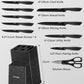 Knife Block Set, FOHERE 13 Pcs Self Sharpening Knife Set, High Carbon Stainless Steel BO Oxidation Knife Set with Anti-slip Handle, Dishwasher Safe, Black Granite