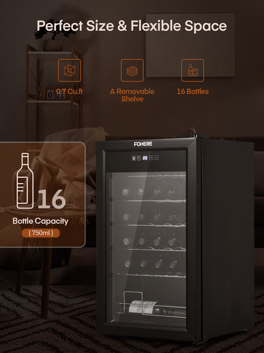 28 Bottles Wine Fridge, 2.4 Cu.ft Wine Cooler Refrigerator with 41-64℉ Digital Temper Control, Black