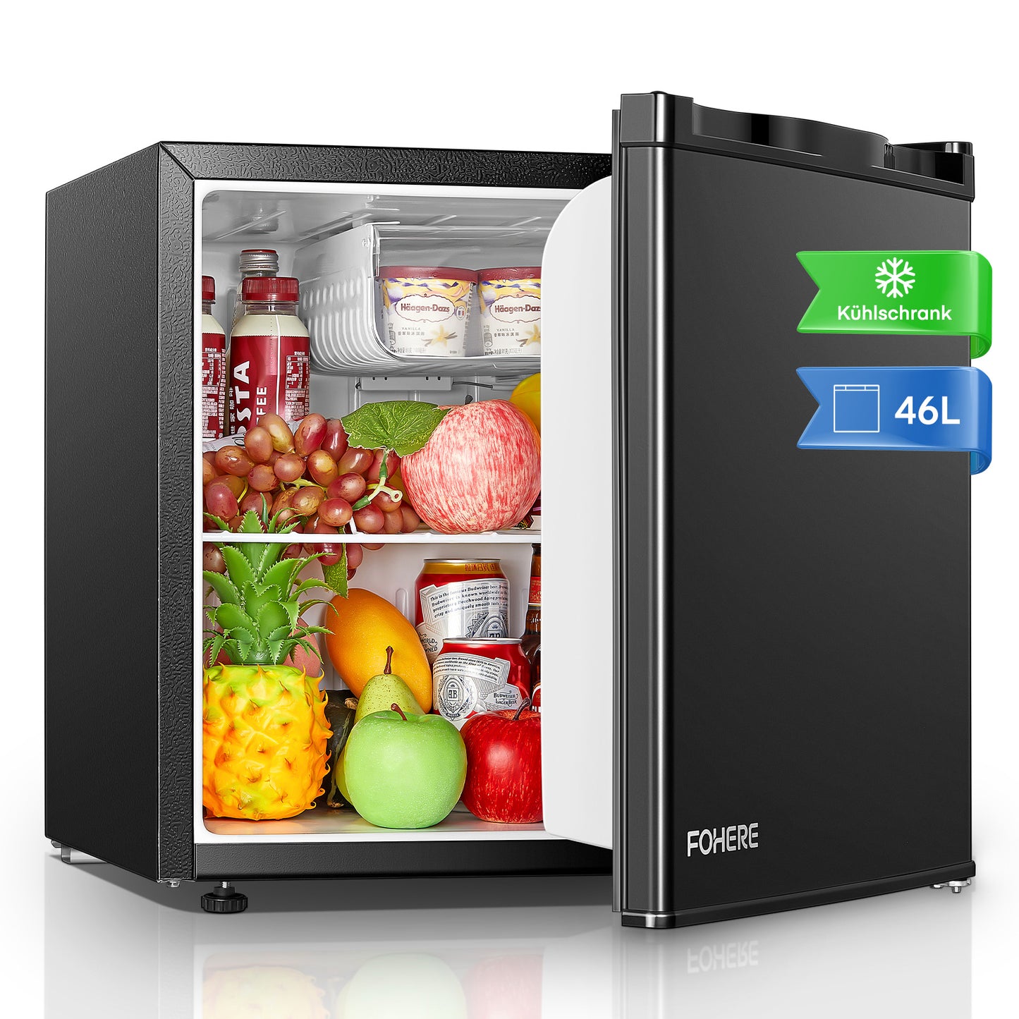 1.6 Cu. Ft Mini Fridge with Freezer, Small Refrigerator for Office Game Room, Apartment, 46L