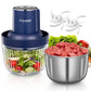 Electric Food Chopper with 2 Bowls 2L(8 cups), 2 Sets Blades, Meat Grinder & Veggie Chopper, for Baby food &Family Use Blue