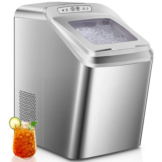 Nugget Ice Maker Countertop, 35Lb Pebble Pellet Ice per Day, 5 Mins Production Time, Auto-Cleaning, Stainless Steel