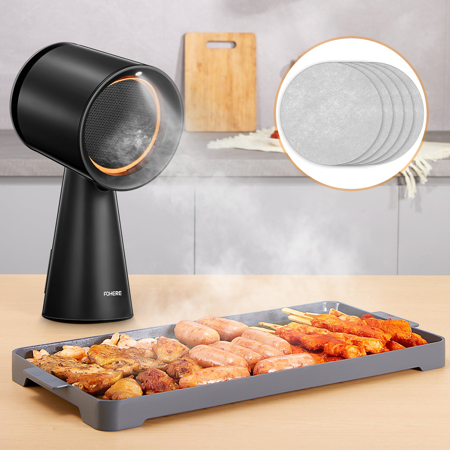 Portable Range Hood, 3-Speed with Double Filter, or RVs, Hot Pot Cooking, Grill Air Cleaner