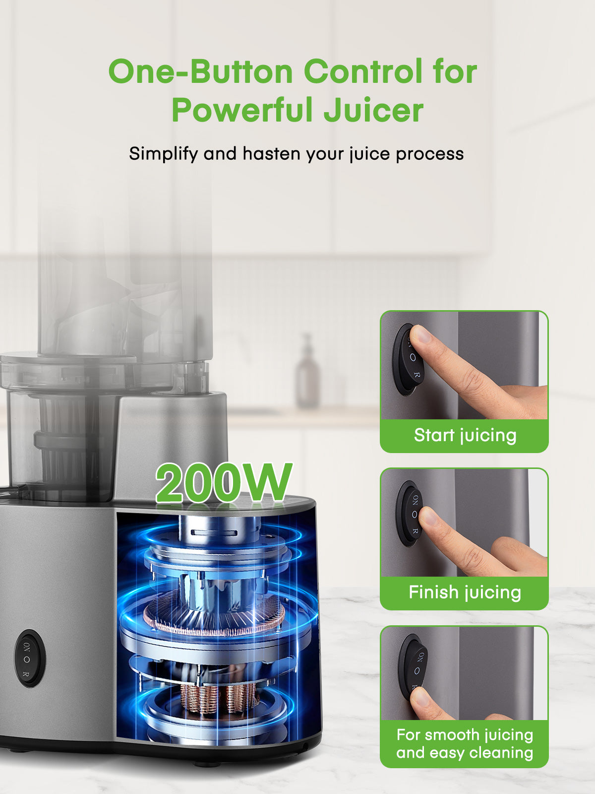 Juicer Machines Vegetable and Fruit, FOHERE Cold Press Juicer Extractor Fit Whole Fruits & Vegetables with 4.72" Wide Mouth Easy to Clean, Slow Masticating Juicer with Quiet Motor, Reverse Function