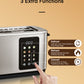 4 Slice Toaster Touch Screen Control, Long Extra-Wide Slots Smart Bread Toaster, 6 Bread Types & 6 Shade Settings, Stainless Steel Toaster, with Removable Tray, Cancel/Defrost/Reheat Functions, Silver