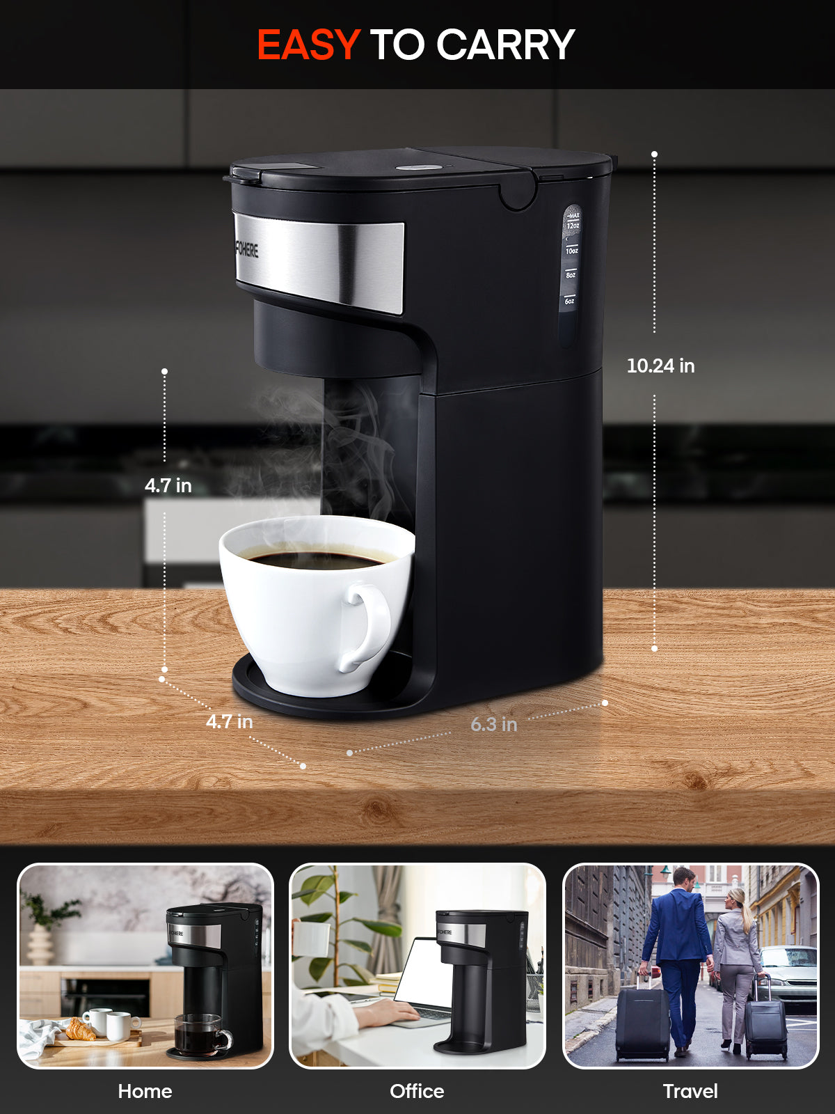 FOHERE Coffee Maker, Single Serve Iced and Hot Coffee Brewer for K Pod & Ground Coffee