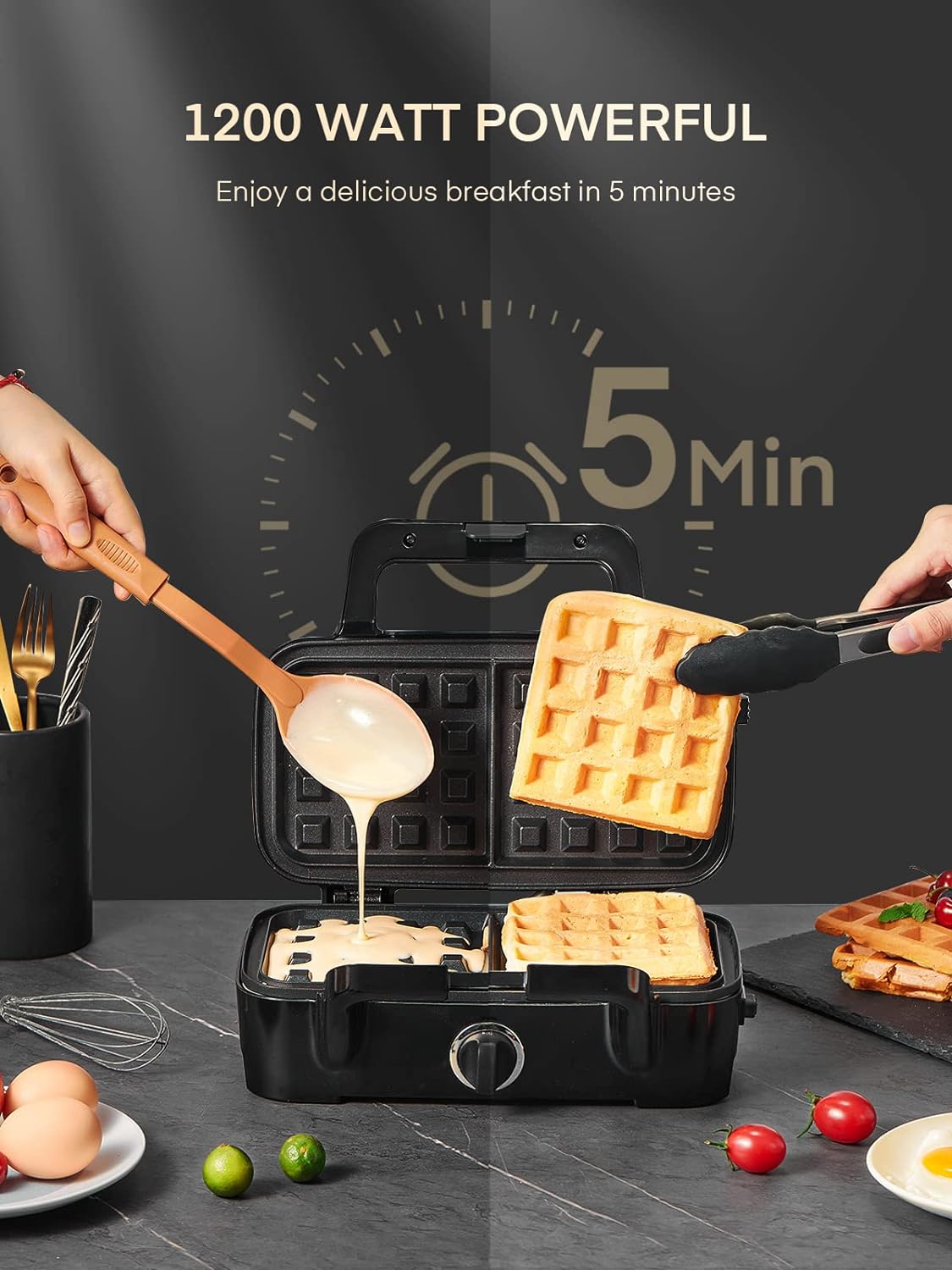 Sandwich Maker 3 in 1 Waffle Maker with Removable Plates Panini