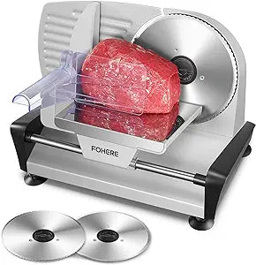 Meat Slicer 200 Watt for Home Use, Electric Food Slicer with “Two” Upgrade 7.5" Sharp Stainless Steel Blade(Serrated + Smooth) & 0-15mm Precise Thickness Cut Deli Food, Meat, Bread, Fruit, Vegetable