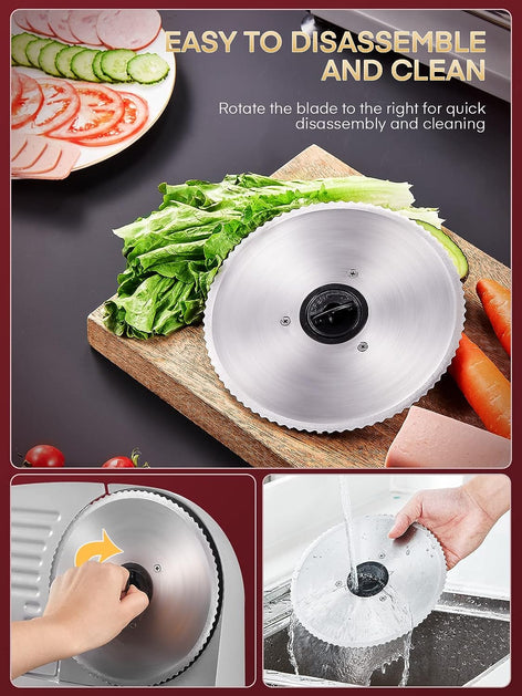 Meat Slicer 200 Watt for Home Use, Electric Food Slicer with “Two” Upgrade 7.5" Sharp Stainless Steel Blade(Serrated + Smooth) & 0-15mm Precise Thickness Cut Deli Food, Meat, Bread, Fruit, Vegetable