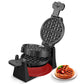 Waffle Maker, Belgian Waffle Maker Iron 180° Flip Double Waffle, 8 Slices, Rotating & Nonstick Plates, Removable Drip Tray, Cool Touch Handle, Red, 1400W