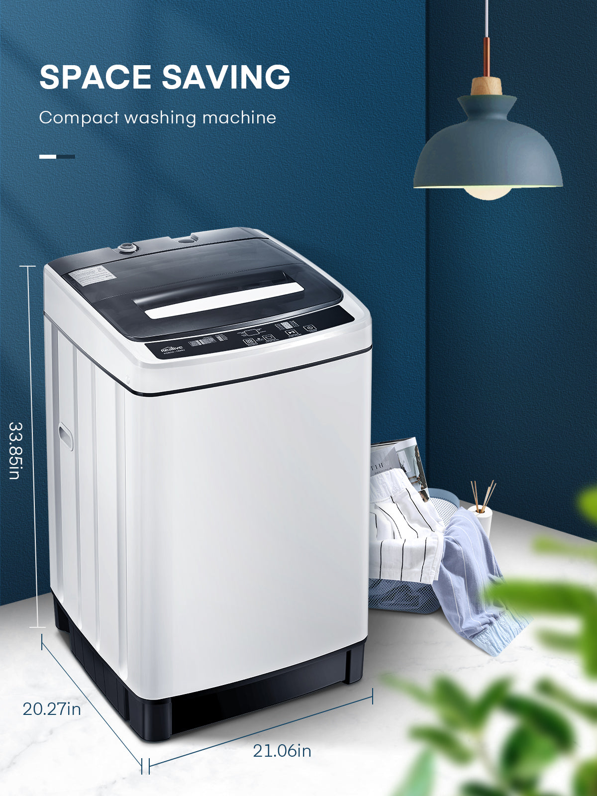 Full Automatic Washing Machine, FOHERE 1.5Cu.Ft 11lbs Capacity Portable Machine, 8 Programs 10 Water Levels Energy Saving Top Load Washer for Apartment Dorm