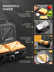 FOHERE Waffle Maker 3 in 1 Sandwich Maker 1200W Panini Press With Removable Plates and 5-gear Temperature Control, Non-stick Coating Easy to Clean,Indicator Lights, Silver/Black