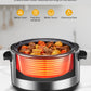 FOHERE 6Qt Slow Cooker with Ceramic Inner Pot, Adjustable Time ＆ Temp, Auto Keep Warm Function, Delay Start Function