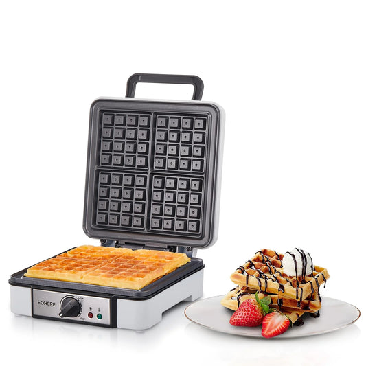 FOHERE Waffle Maker 3 in 1 Sandwich Maker 1200W Panini Press With Removable  Plates and 5-gear Temperature control, Non-stick coating Easy to  clean,Indicator Lights, SilverBlack