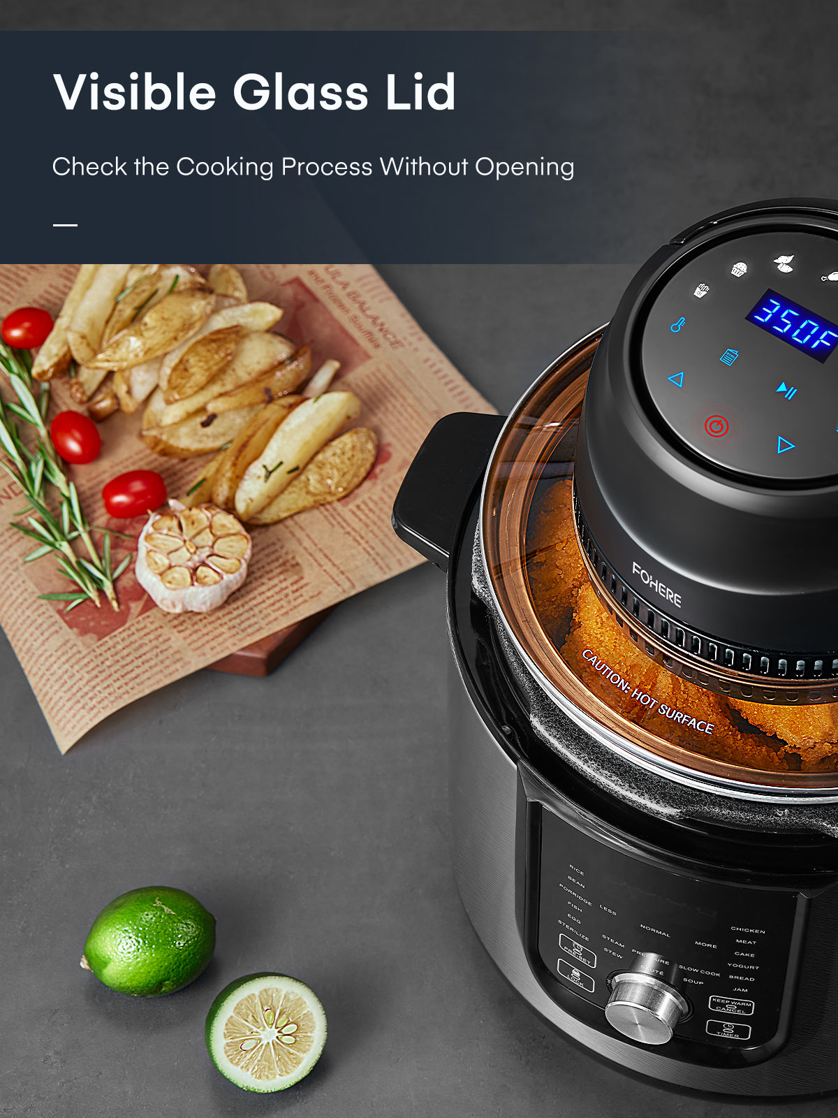 Air Fryer Lid for Instant Pot Pressure Cooker Attachment 1400W Digital  Touch