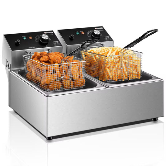 12L 3400W Electric Deep Fryer, Stainless Steel