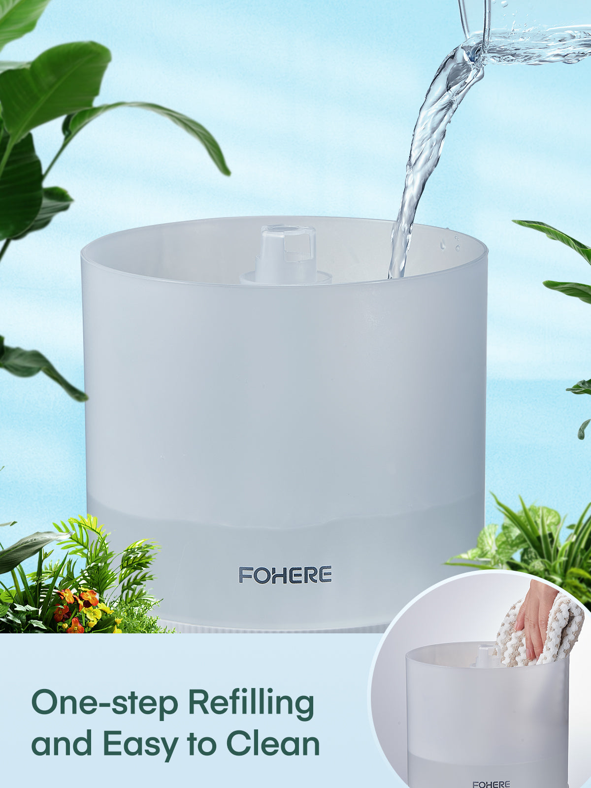FOHERE Humidifiers for Bedroom, 3.2L Top Fill Cool Mist Ultrasonic Humidifier for Baby Rooms and Plants, 2-IN-1 Essential Oil Diffuser with 7-color Light and Auto Shut-off, BPA-Free, Quiet, White