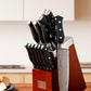 Knife Set with Block, FOHERE 14 Pieces Razor-Sharp Self Sharpening Knife Set, High Carbon Stainless Steel Knife Set with Waved Pattern, Rust & Stain Resistant Kitchen Knives and Triple Riveted Handle