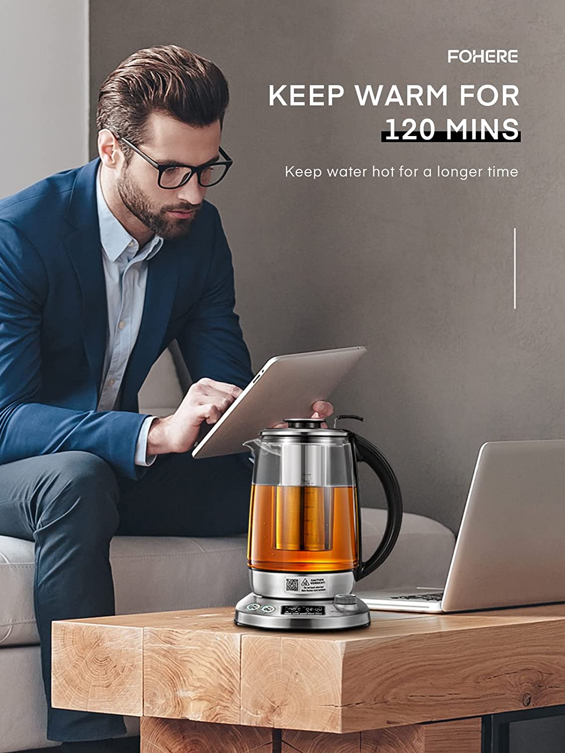 Mecity Tea Kettle Electric Tea Pot with Removable Infuser, 9 Preset Brewing  Programs Tea Maker with Temprature Control, 2 Hours keep Warm, 1.7 L