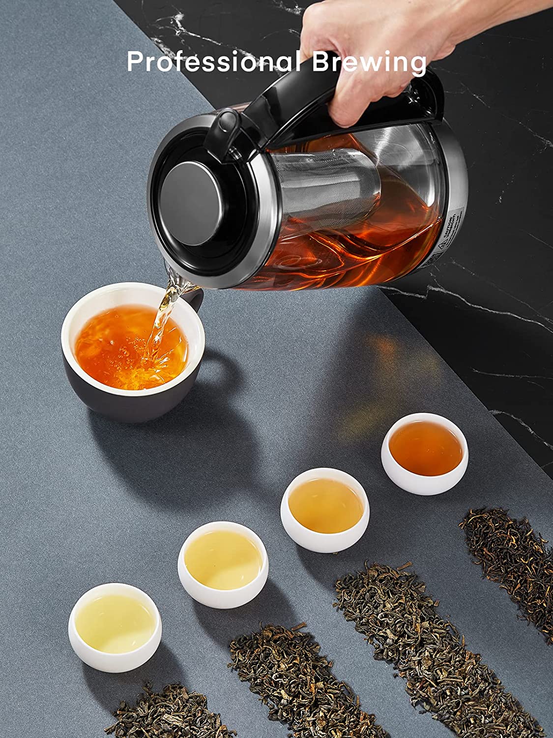 Hot Sale Tea Pot Borosilicate Glass with 304 Stainless Steel